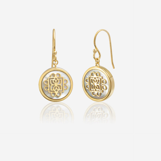 Lanna Eight Petal Medallion Drop Earrings