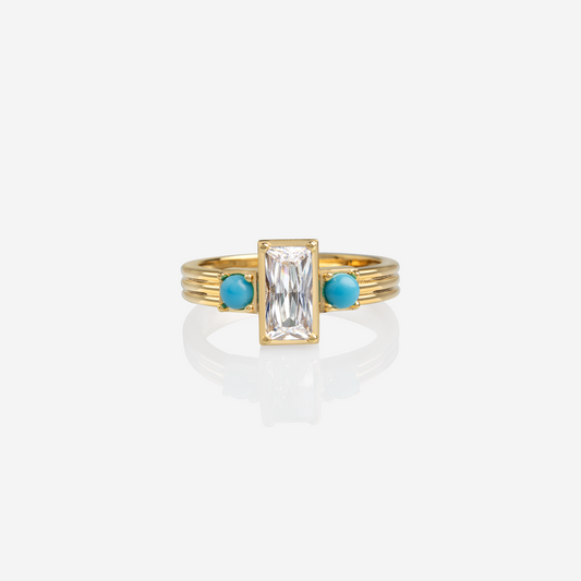 Samantha Turquoise Baguette Ring